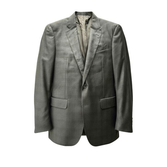 NWOT Emporio Armani G-Line Blazer Mens 40 R Gray Plaid Wool Suit Jacket Bulgaria - Picture 1 of 8